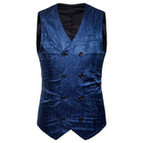 Mens Classic Printing Formal Vest for Wedding Party Man Male Double Breasted Slim Fit  Dress Blazers Tuxedo Formal Suit 90327
