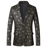 Foil Stamp Leopard Printing Mens Blazers Man Fancy Tuxedo Suit Long Sleeve Jacket Coat Slim Fit Men Clothing for Party 90327