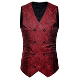 Mens Classic Printing Formal Vest for Wedding Party Man Male Double Breasted Slim Fit  Dress Blazers Tuxedo Formal Suit 90327