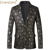 Foil Stamp Leopard Printing Mens Blazers Man Fancy Tuxedo Suit Long Sleeve Jacket Coat Slim Fit Men Clothing for Party 90327
